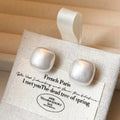 White Iridescent Square Pearl Look Statement Stud Earrings view 6