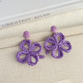 Eleven Color Woven Four Leaf Flower Statement Earrings view 4