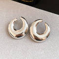 Gold and Silver Sculpted Chunky Hoop Earrings Statement Jewelry view 7