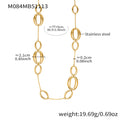 Gold Hollow Oval Link Long Sweater Necklace Stainless Steel view 6