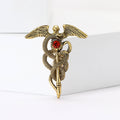 Winged Serpent Staff Medical Brooch in Gold or Silver Tone view 2