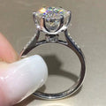 Oversized Round Six-Prong Clear Solitaire Slim Ring Silver Tone view 1