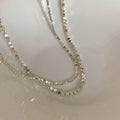 Silver Faceted Square Bead Chain Necklace Minimalist Collar view 2