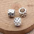 Lattice Pattern Silver Tone Large Hole Spacer Beads view 2