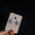 Silver Tone Clear Stone Starfish Stud Earrings Jewelry view 3
