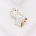 Textured Sparkling Alpaca Metal Brooch in White and Pink view 4