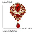 Large Teardrop Glass Court Brooch Six Crystal Color Pin view 8