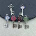 Antique Silver Saint Benedict Key Charm Pendant Enamel Medal view 1