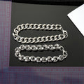 Antique Silver Tone Chunky Curb Chain Link Bracelet view 5