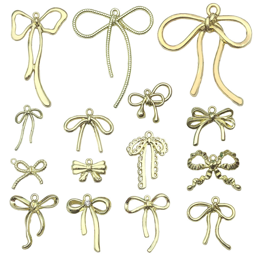 Plated Zinc Alloy Hollow Bowknot Butterfly Charm Pendant for DIY Necklace Bracelet Earrings