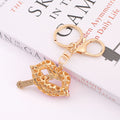 Rhinestone Lips Cigarette Keychain Gold Clasp Red Magenta view 4