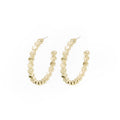 Faceted Open C Gold and Silver Medium Hoop Earrings view 5