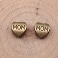 Engraved MOM Heart Large Hole Metal Beads in Two Finishes view 4