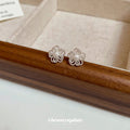 Silver Openwork Flower Stud Earrings Statement Pair view 2