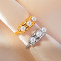 Open Adjustable Ring Three Imitation Pearls Gold Steel view 4