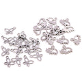 Polished Silver Tone Elephant and Butterfly Metal Mini Charms view 1