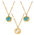 Round Star and Shell Inlay Pendant Necklace in Three Designs view 5