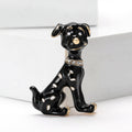 Enamel Sitting Dog Brooch with Polished Metal and Decorative Accents view 2