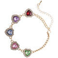 Gold Multicolor Heart Crystal Necklace and Bracelet Styles view 5