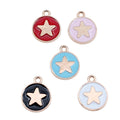 Gold Tone Round Star Enamel Pendant Charms in Five Colors view 3