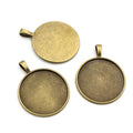 Wide Rim Round Pendant Settings in Two Antique Finishes view 3