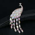 Aqua Blue Peacock Tassel Crystal Four Designs Metal Brooch Pin view 4