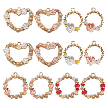 Colorful Heart and Flower Metal Charms with 5 Listed Options