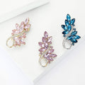 Crystal Leaf Spray Brooch Curved Stem Purple Pink Blue view 3