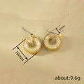 Gold Tone Small Pave Crystal Chunky Open Hoop Earrings view 4