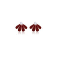 Red Five Petal Fan Pearl Look Statement Stud Earrings view 5