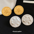 Embossed Floral Disc Stud Earrings in Silver or Gold Tone view 4