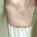 Square Shell And Black Acrylic Pendant Necklace Multi view 7
