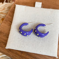 Colorful Polka Dot Half Hoop Stud Earrings Statement Jewelry view 6