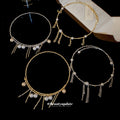Silver Pearl Rhinestone Chain Tassel Choker Necklace view 3