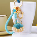 Round Pearl Handbag Keychains with Fortune Braided and Plain Loop Options view 6