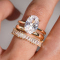 Oval Solitaire Three-Ring Set In Polished Gold Tone view 5