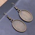 Plain Oval Bezel Drop Earrings in Four Size-Finish Options view 7