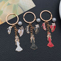 White Black and Red Dress Mannequin Metal Keychain Set view 2