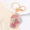 Rhinestone Baseball Cap Keychains Gold Tone Amber and Pink view 2