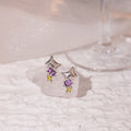 Silver Tone Starburst Pastel Bead Petite Stud Earrings view 4