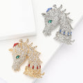 Crystal Horse Head Brooch Decorative Lapel Pin For Jackets And Scarves view 1