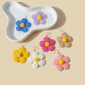 Ten Color Woven Five Petal Flower Long Hook Earrings view 1