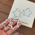Painted Star Hoop Earrings in Four Pastel Colorways view 2