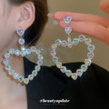 Pastel Crystal Heart Drop Stud Earrings Fashion Jewelry view 2