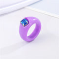 Chunky Resin Statement Rings with Square Crystal Settings in Five Colors view 3