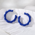 Matte Scalloped C-Shape Hoop Stud Earrings 11 Colors view 4