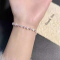Pink Clear Starburst Crystal Tennis Bracelet Silver view 4