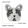 Rhinestone French Bulldog Head Brooch Black Clear Crystal Pin view 5