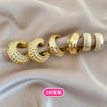 Textured Metal C Hoop Earring Sets Three Pairs Gold Silver view 6