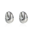Thick Teardrop Chunky Huggie Hoop Earrings Gold Silver view 5
